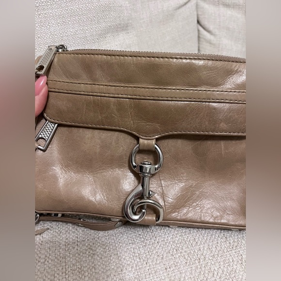 Rebecca Minkoff Mini Mac Crossbody in beige/tan with silver hardware. - Picture 2 of 3
